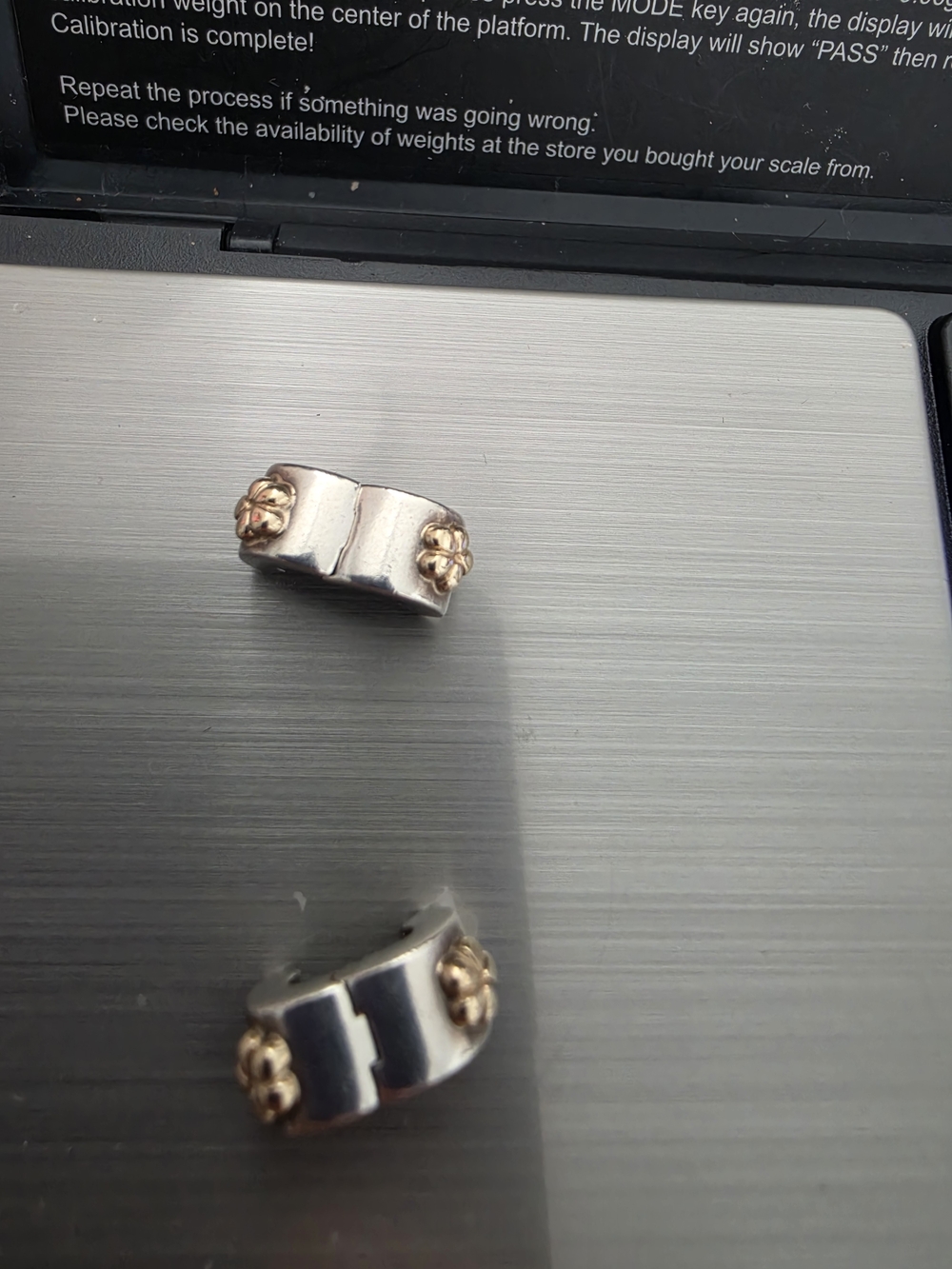 Pandora Two-Tone Silver and 14k Gold Floral Cuff Links